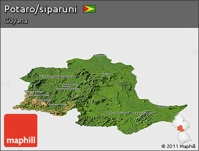 Satellite Panoramic Map of Potaro/siparuni, single color outside