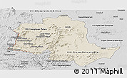 Shaded Relief Panoramic Map of Potaro/siparuni, desaturated