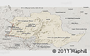 Shaded Relief Panoramic Map of Potaro/siparuni, semi-desaturated