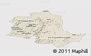 Shaded Relief Panoramic Map of Potaro/siparuni, single color outside