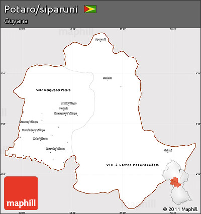 Classic Style Simple Map of Potaro/siparuni, cropped outside