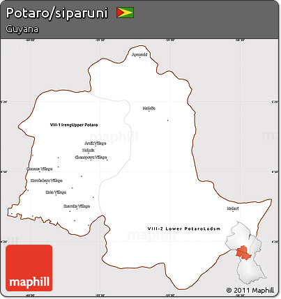 Classic Style Simple Map of Potaro/siparuni, cropped outside