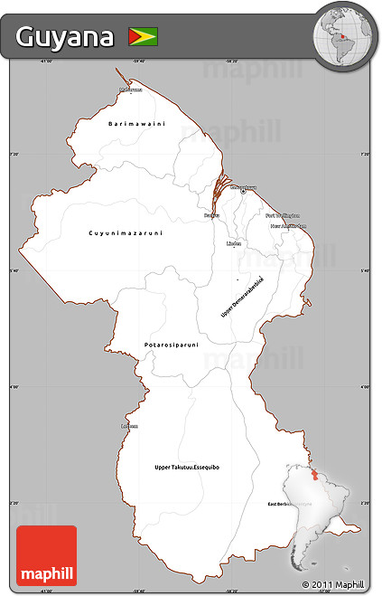 Gray Simple Map of Guyana, cropped outside