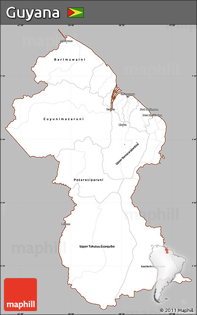 Gray Simple Map of Guyana, cropped outside