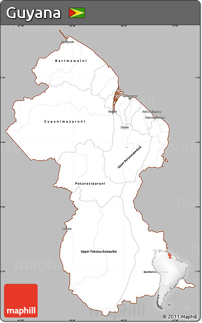 Gray Simple Map of Guyana, cropped outside