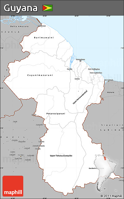 Gray Simple Map of Guyana