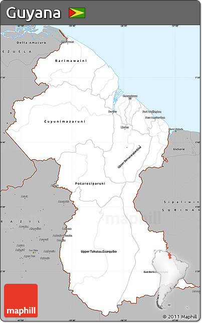 Gray Simple Map of Guyana