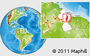 Physical Location Map of X-1 Right Bank Essequibo, highlighted country, within the entire country