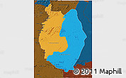 Political 3D Map of Upper Takutu/u.Essequibo, darken