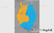 Political 3D Map of Upper Takutu/u.Essequibo, desaturated