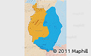 Political 3D Map of Upper Takutu/u.Essequibo, lighten