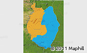 Political 3D Map of Upper Takutu/u.Essequibo, satellite outside