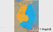 Political 3D Map of Upper Takutu/u.Essequibo, semi-desaturated