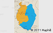 Political 3D Map of Upper Takutu/u.Essequibo, shaded relief outside