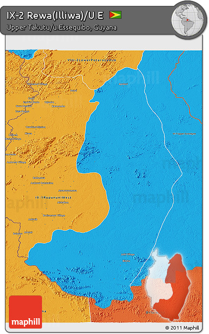 Political 3D Map of IX-2 Rewa(Illiwa)/U.E