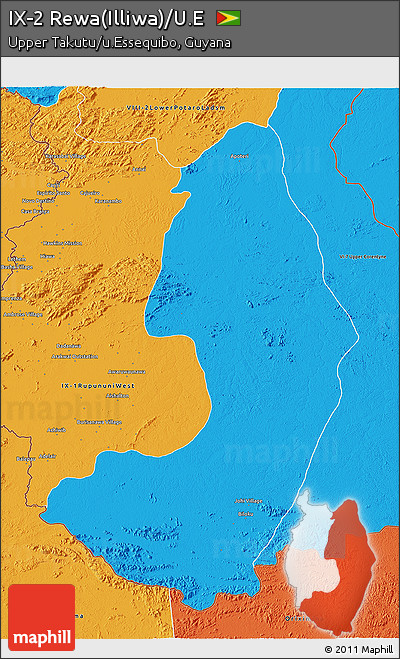 Political 3D Map of IX-2 Rewa(Illiwa)/U.E