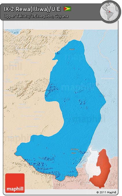 Political 3D Map of IX-2 Rewa(Illiwa)/U.E, lighten