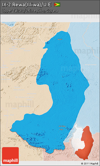 Political 3D Map of IX-2 Rewa(Illiwa)/U.E, lighten