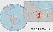 Gray Location Map of IX-2 Rewa(Illiwa)/U.E, within the entire country, hill shading