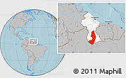Gray Location Map of IX-2 Rewa(Illiwa)/U.E, highlighted country, within the entire country, hill shading