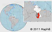 Gray Location Map of IX-2 Rewa(Illiwa)/U.E, highlighted country, highlighted parent region, within the entire country, hill shading