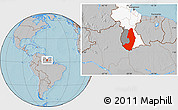 Gray Location Map of IX-2 Rewa(Illiwa)/U.E, highlighted country, highlighted parent region, hill shading