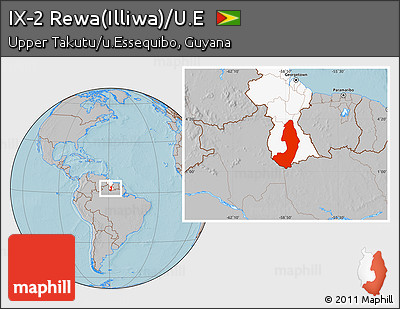 Gray Location Map of IX-2 Rewa(Illiwa)/U.E, highlighted country, hill shading