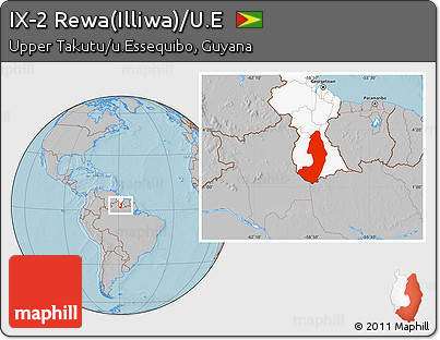 Gray Location Map of IX-2 Rewa(Illiwa)/U.E, highlighted country, hill shading
