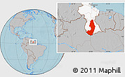 Gray Location Map of IX-2 Rewa(Illiwa)/U.E, highlighted country, hill shading