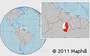 Gray Location Map of IX-2 Rewa(Illiwa)/U.E, highlighted parent region, within the entire country, hill shading