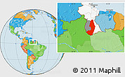 Political Location Map of IX-2 Rewa(Illiwa)/U.E, highlighted country, highlighted parent region