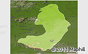 Physical Panoramic Map of IX-2 Rewa(Illiwa)/U.E, darken