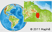 Physical Location Map of Upper Takutu/u.Essequibo, within the entire country