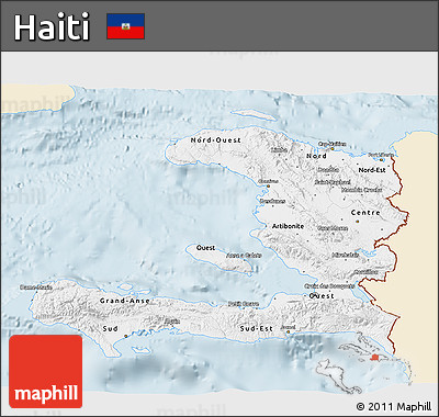 Classic Style 3D Map of Haiti, single color outside