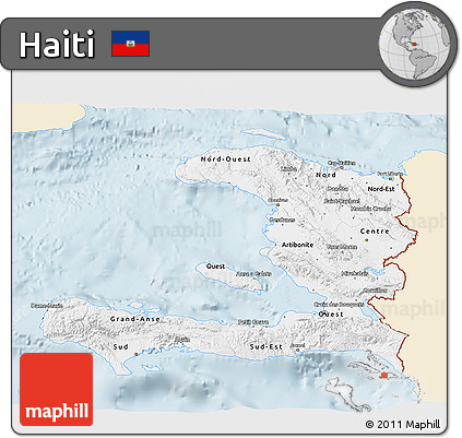 Classic Style 3D Map of Haiti, single color outside