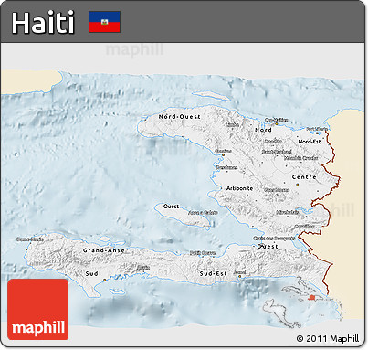 Classic Style 3D Map of Haiti, single color outside