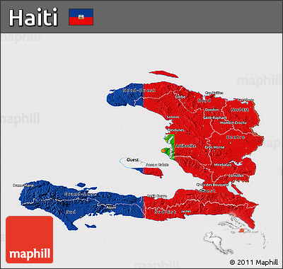 Flag 3D Map of Haiti, flag rotated