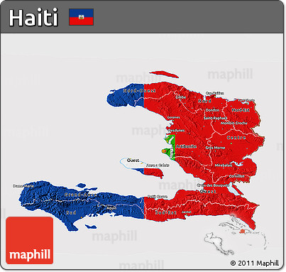 Flag 3D Map of Haiti, flag rotated