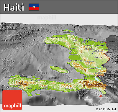 Physical 3D Map of Haiti, darken, desaturated