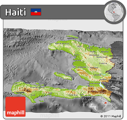 Physical 3D Map of Haiti, darken, desaturated