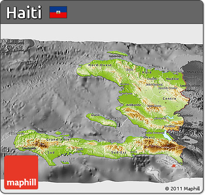 Physical 3D Map of Haiti, darken, desaturated