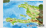 Physical 3D Map of Haiti, darken, land only