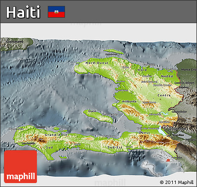 Physical 3D Map of Haiti, darken, semi-desaturated