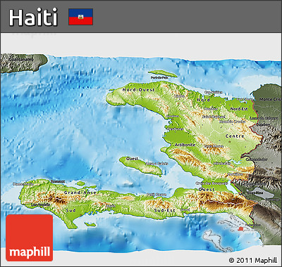 Physical 3D Map of Haiti, darken, semi-desaturated, land only