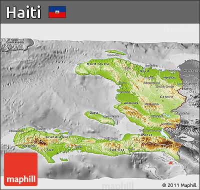 Physical 3D Map of Haiti, desaturated