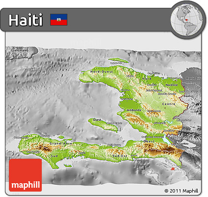 Physical 3D Map of Haiti, desaturated