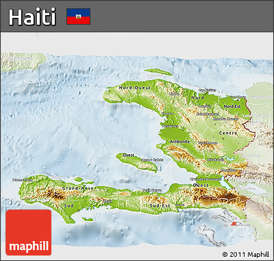Physical 3D Map of Haiti, lighten