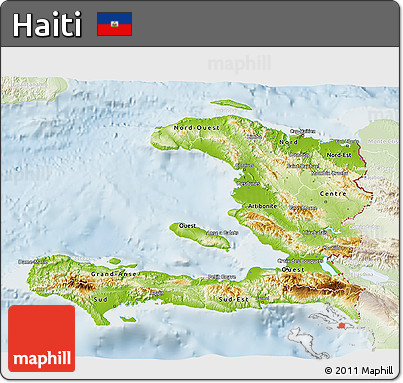 Physical 3D Map of Haiti, lighten