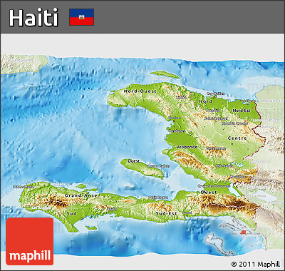 Physical 3D Map of Haiti, lighten, land only