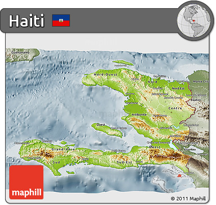 Physical 3D Map of Haiti, semi-desaturated
